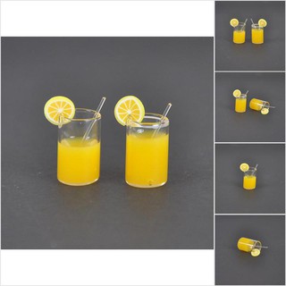 [MMHSI] 2X Dollhouse Mini Lemon Water Cup Dollhouse Accessories Toy Mini Decor Gift 1:12 MMH