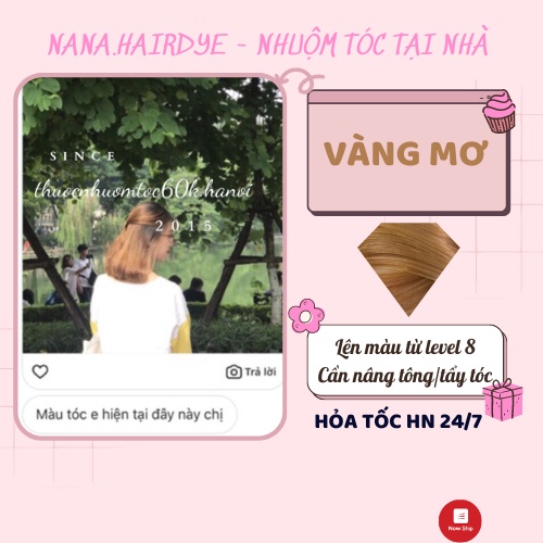 Thuốc nhuộm tóc màu Vàng Mơ kèm oxy trợ dưỡng găng tay