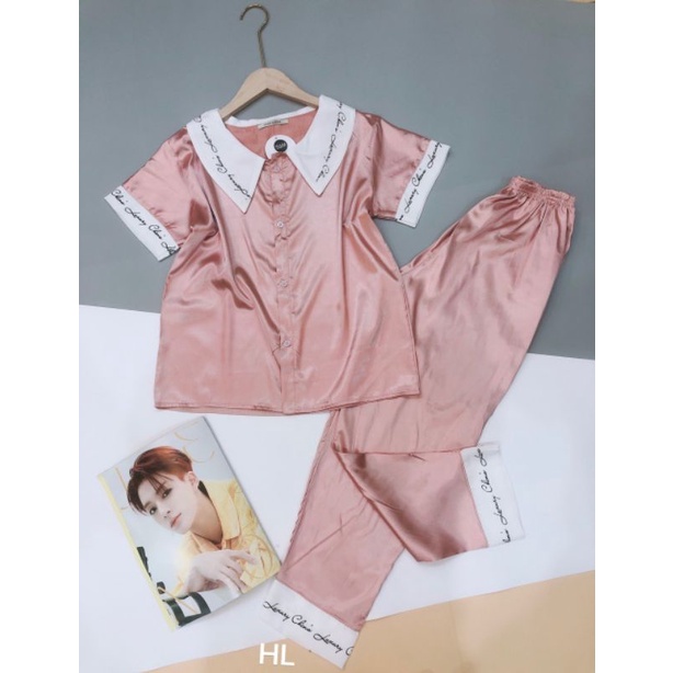 Bộ đồ ngủ pijama lụa satin ,đồ mặc ở nhà cộc tay quần dài cổ lá tiểu thư xinh xắn ,mềm mịn | BigBuy360 - bigbuy360.vn