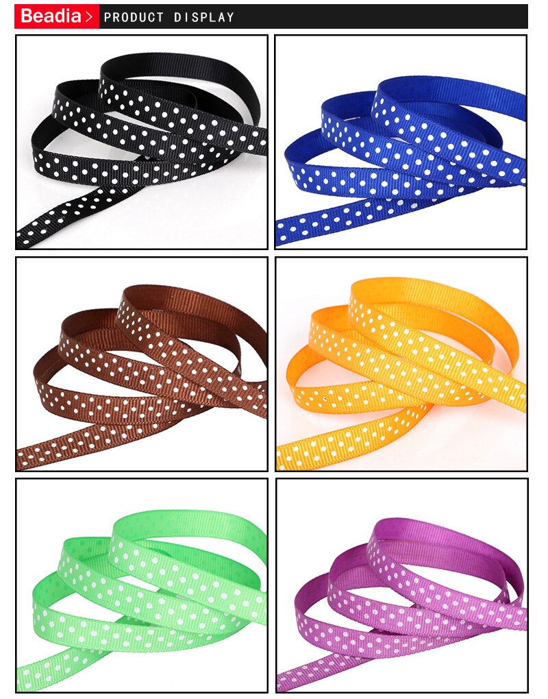 Ruy băng in chấm bi 5yds10mm grosgrain là sự lựa chọn tốt nhất cho tiệc gói quà ruy băng in lụa DIY cung cấp ruy băng tiệc cưới