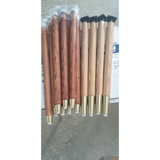 Chân bàn ghế gỗ tần bì 20-72cm có nắp bịt mạ màu đồng cao 3,7cm ( xưởng sản xuất trực tiếp )
