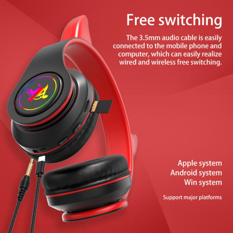 Tai Nghe Không Dây Kết Nối Bluetooth Có Micro Hình Tai Mèo Dễ Thương Cho Bé