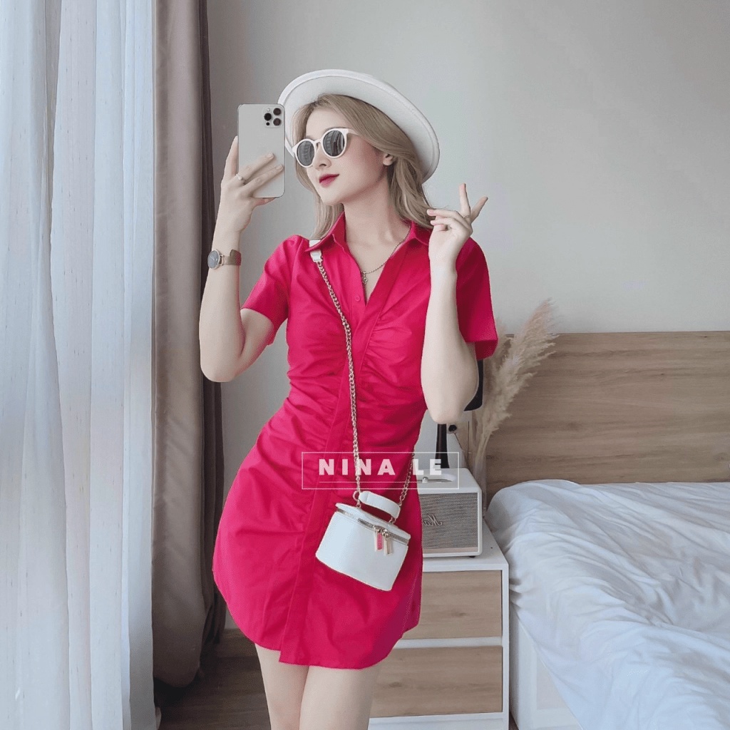 (MẪU MỚI) HOT ĐẦM SIU CỔ SƠ MI NHÚN TRẺ TRUNG ĐI CHƠI ĐI BIỂN MẶC TEAM SIÊU XINH HHP