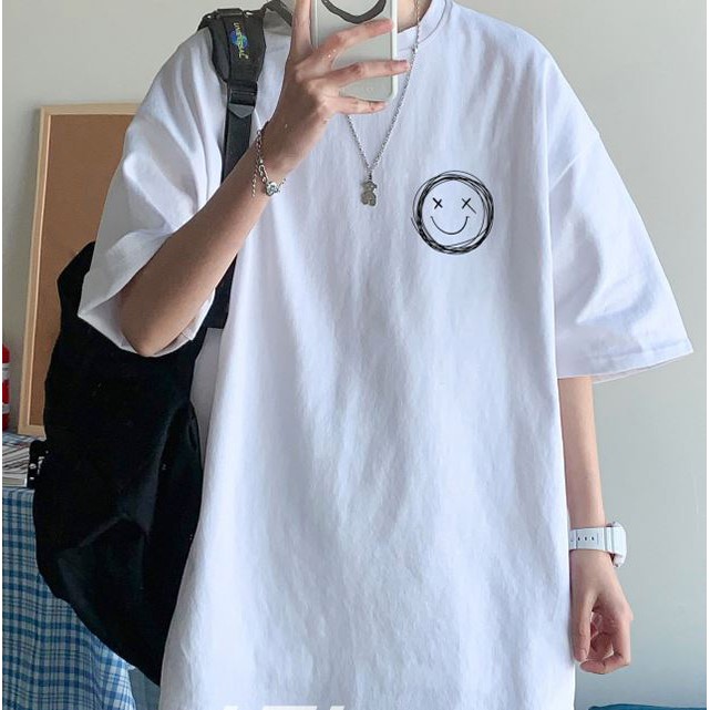 ÁO THUN, ÁO PHÔNG TAY LỠ UNISEX FORM RỘNG OVERSIZE NELLY MẶT CƯỜI ANIME M683