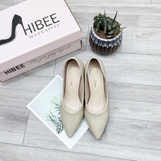 Giày cao gót nữ 7 phân nhũ kim tuyến guốc sục nữ mũi nhọn ánh kim gót nhọn sang trọng HIBEE