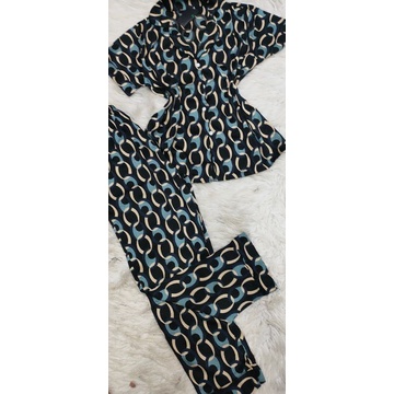 Bộ pijama tay ngắn quần dài vải satin