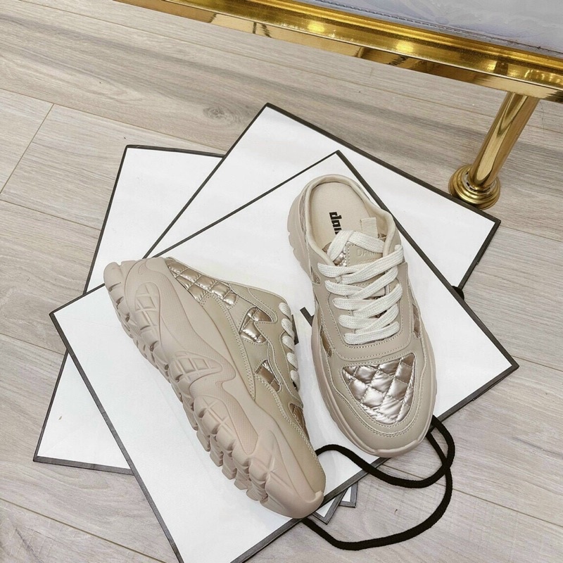 Giày sục thể thao cao cấp trần chỉ màu nâu nhạt fullbox | BigBuy360 - bigbuy360.vn