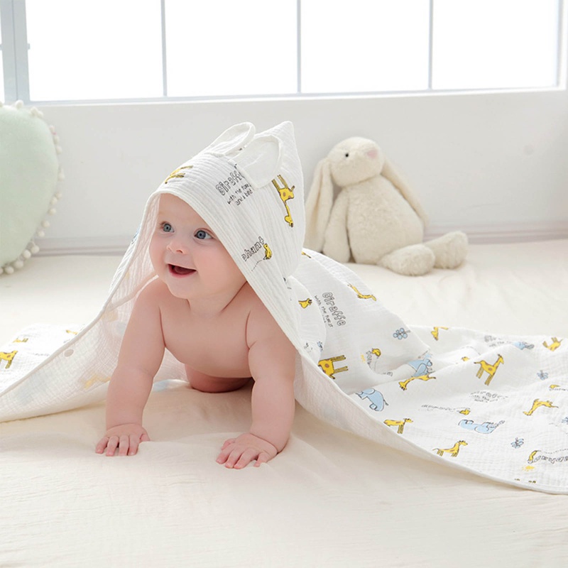 Khăn Tắm Cotton Mềm Mại In Họa Tiết Hoạt Hình Cho Bé