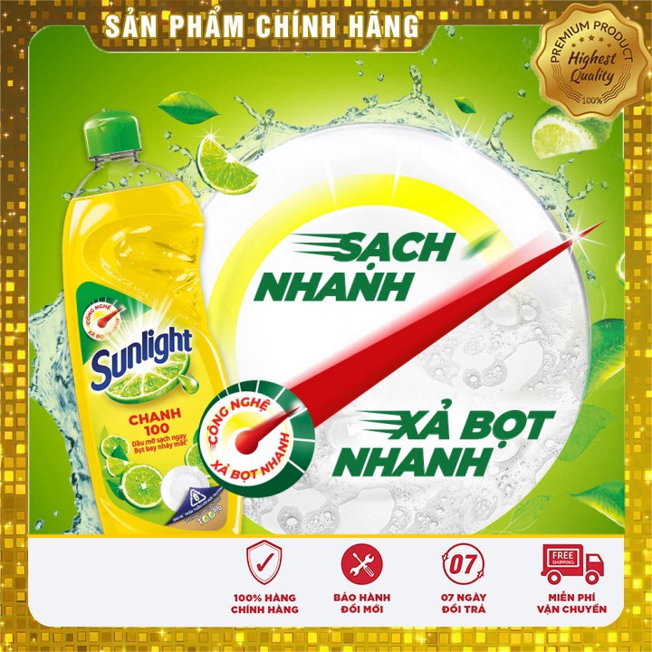 Nước rửa chén Sunlight Chanh mới sạch nhanh xả bọt nhanh 1.4kg