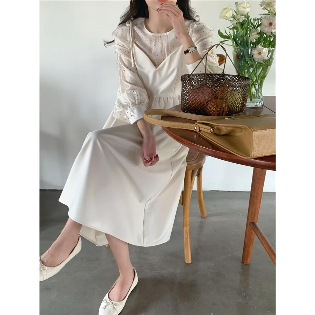 Đầm Giả Hai Mảnh Dài Tay Phong Cách Retro 54336