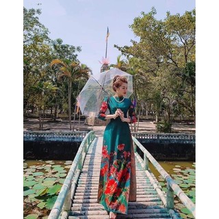 Áo dài lụa vân gỗ cao cấp
