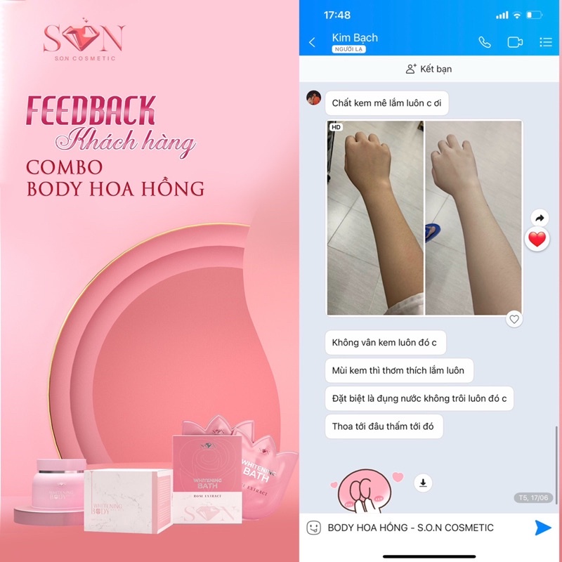 KEM BODY HOA HỒNG SON - S.O.N cosmetic