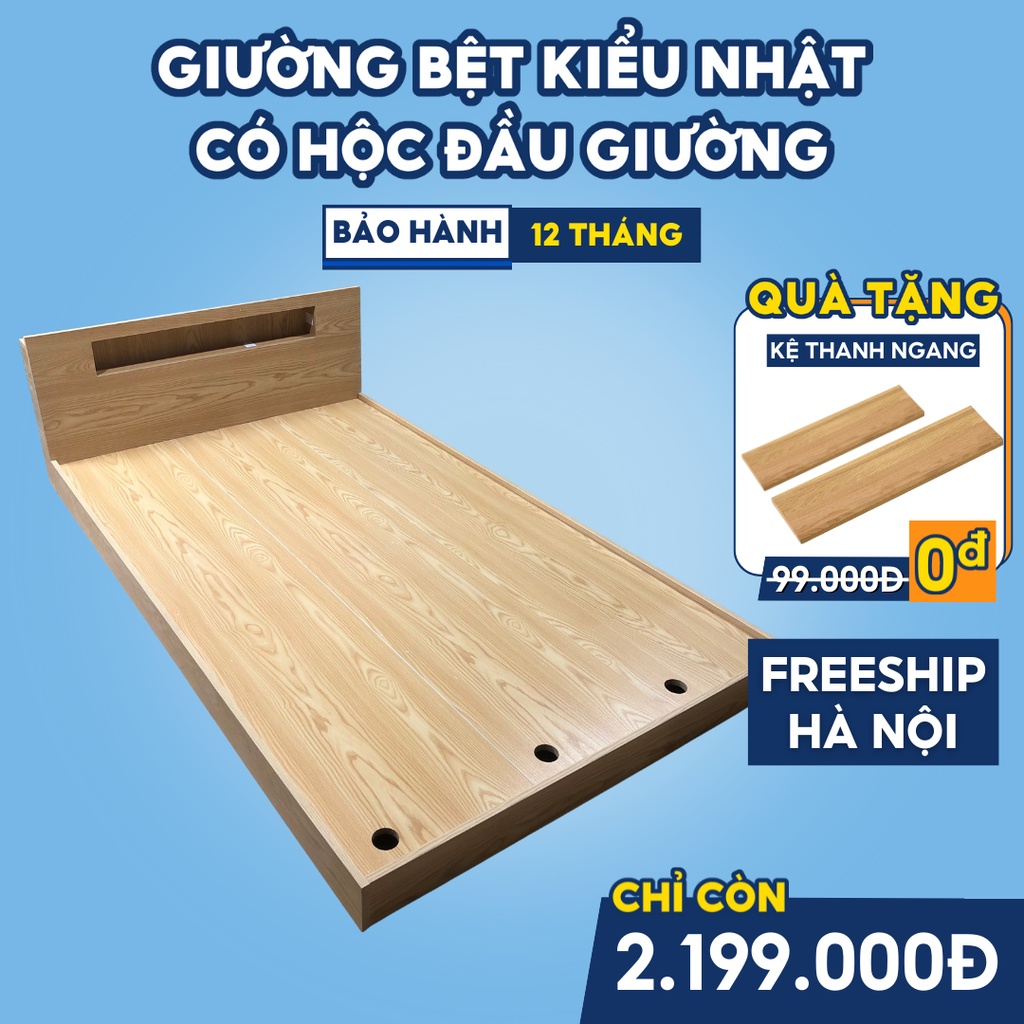Giường Ngủ, Giường Bệt Kiểu Nhật Có Hộc Đầu Giường GHC 9224