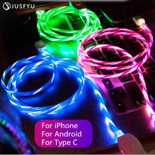 Cáp sạc nam châm dây phát sáng đầu micro usb / type c / lightning | dây dù , dài 1m -2m, xoay 360