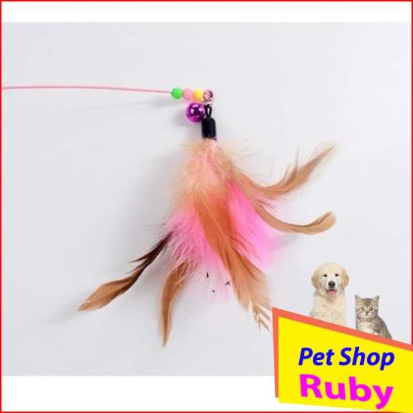 [Xả Kho] Cần câu mèo dây thép lông vũ có chuông chiều dài 86cm