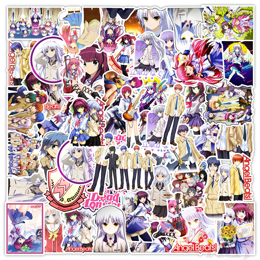 Set 50 nhãn dán họa tiết hoạt hình Angel Beats xinh xắn
