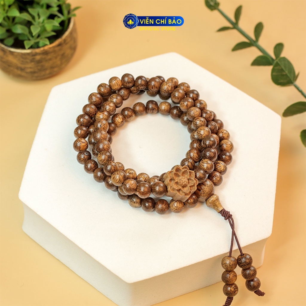 Chuỗi trầm Tốc 108 hạt mix - Thánh giá, Hoa sen,  Phật tổ, Tỳ Hưu thời trang phụ kiện trang sức Viễn Chí Bảo V000814
