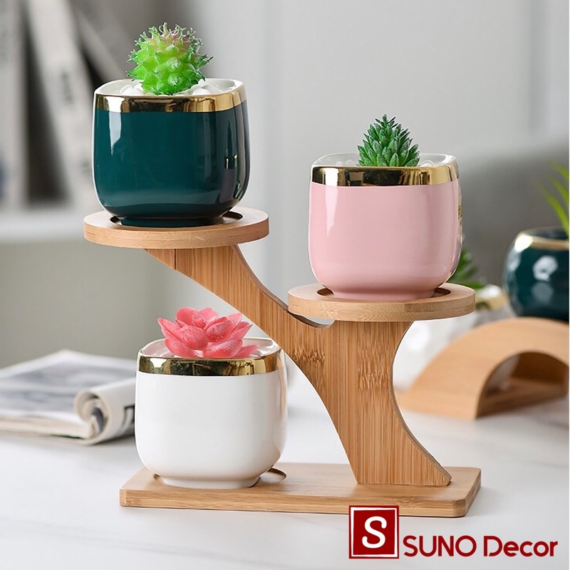 Kệ Gỗ Decor Trang Trí Để Bàn Học, Bàn Làm Việc, Kệ Để Chậu Cây Mini