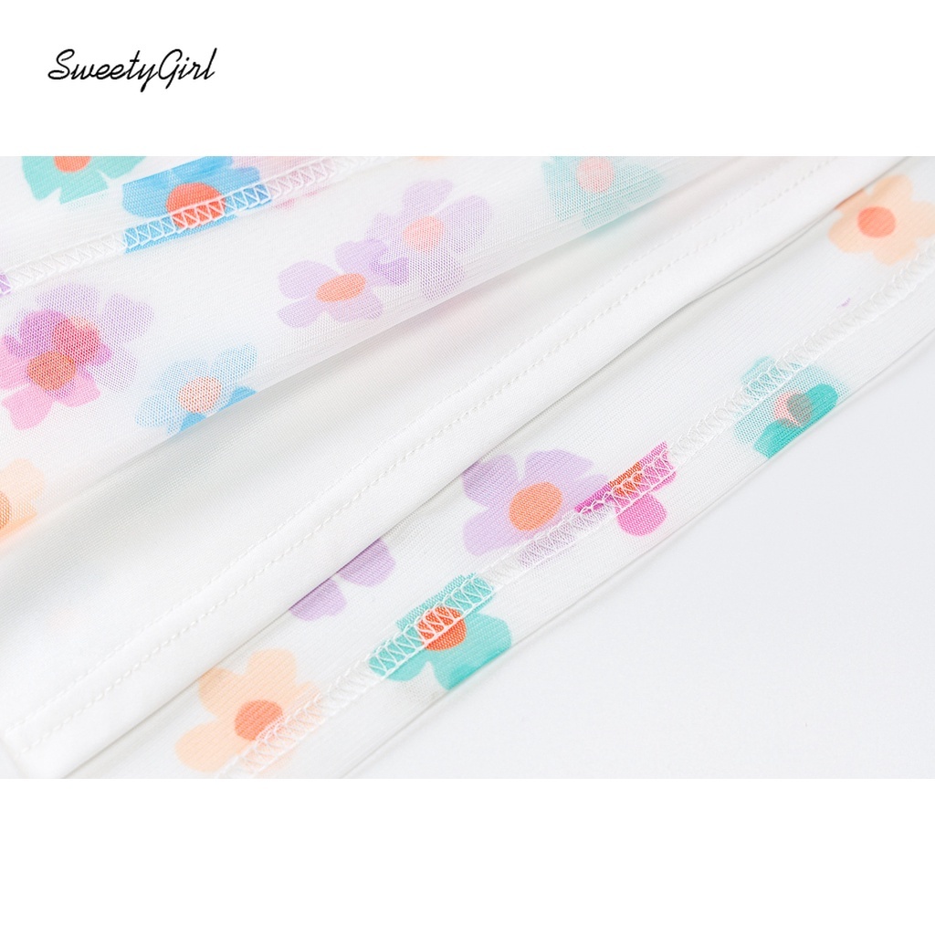 Chân váy mini phối lưới in họa tiết hoa nhiều màu sắc thời trang phong cách đường phố cho nữ