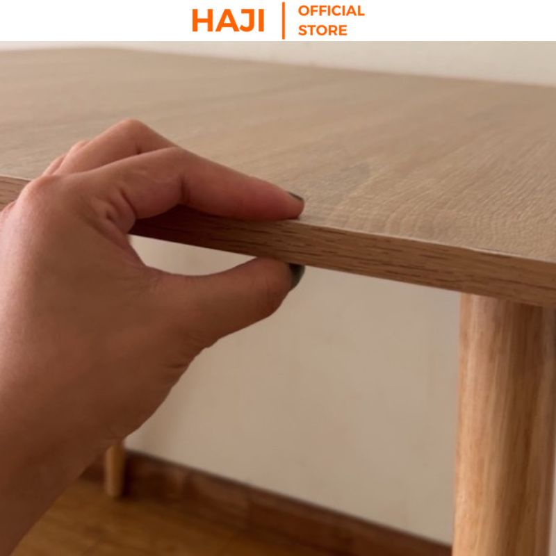 Bàn ăn HAJI cho 4 người bo góc dán cạnh thẩm mỹ an toàn, Bàn làm việc đa năng chân gỗ sồi chắc chắn kiểu dáng hiện đại