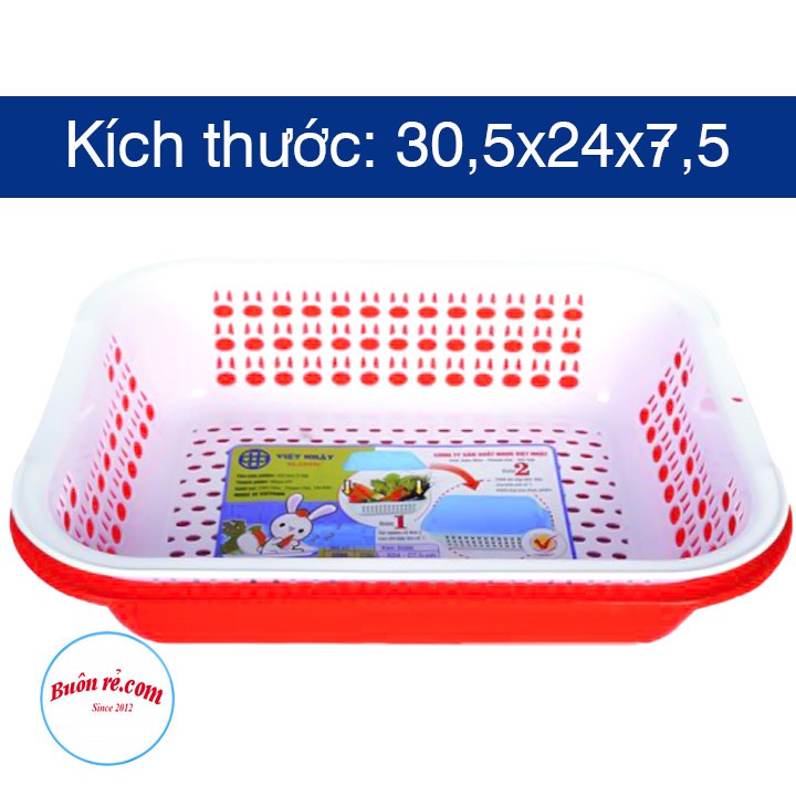 Rổ nhựa Việt Nhật (MS: 3266) 2 lớp, có nắp tiện tích 01392