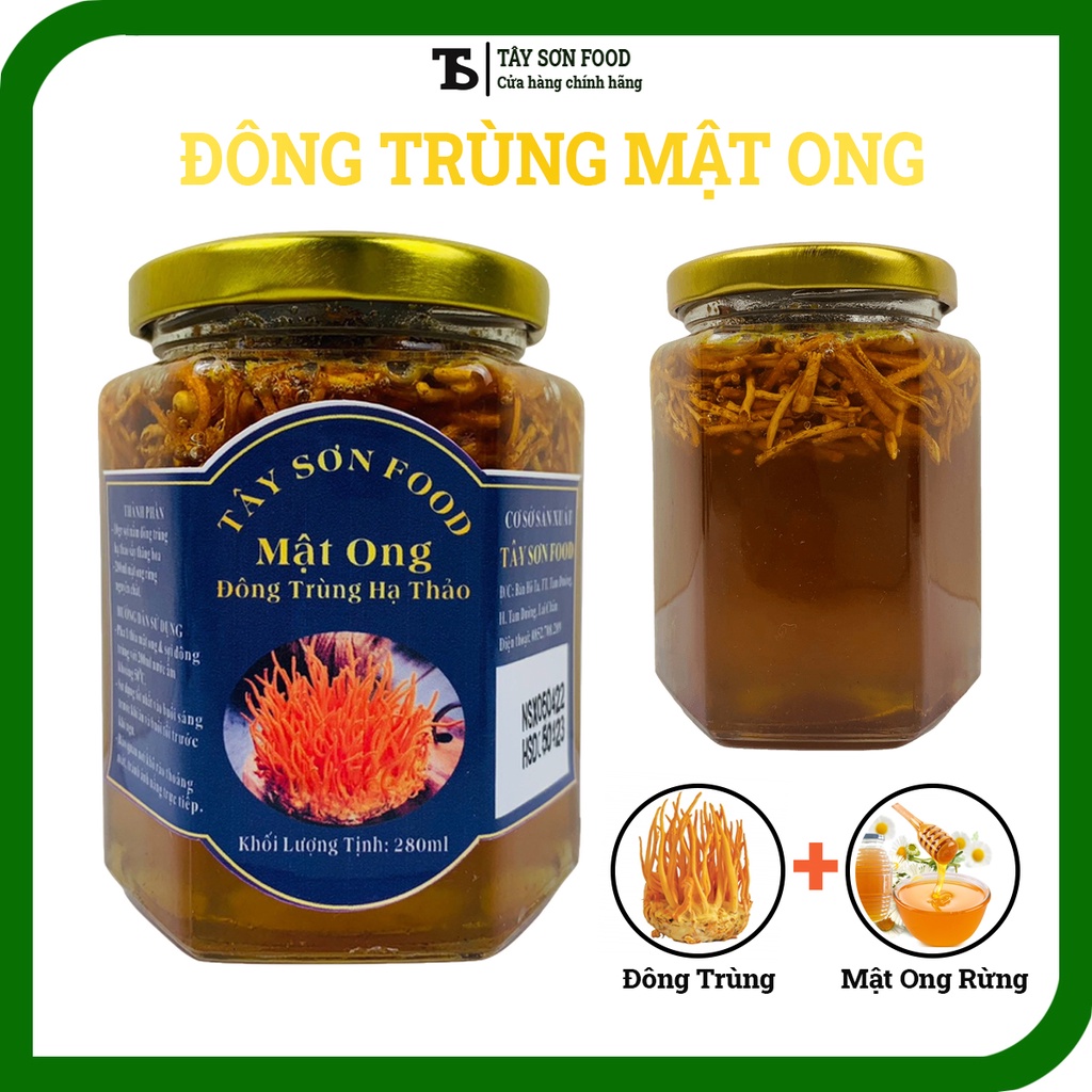 Hũ 280ML _ 10GR Đông Trùng Hạ Thảo Ngâm Mật Ong Rừng Nguyên Chất Tây Sơn Food