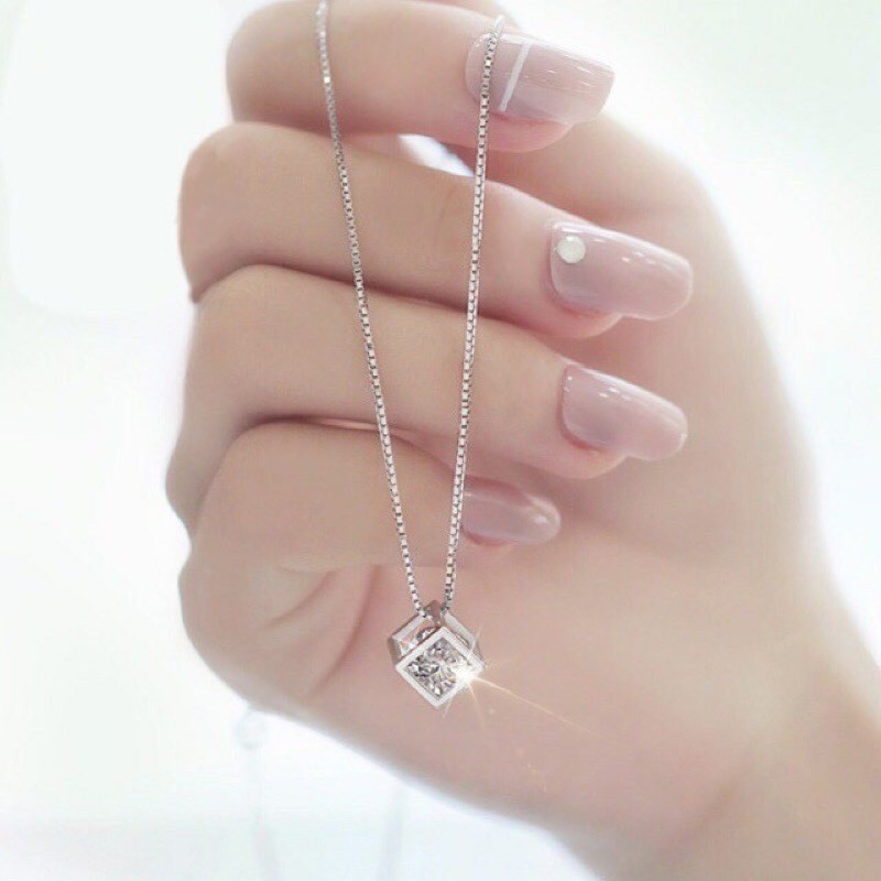 Vòng cổ / Dây chuyền nữ Bạc Ý 925 trái tim pha lê trang sức cao cấp No.93 Jewelry