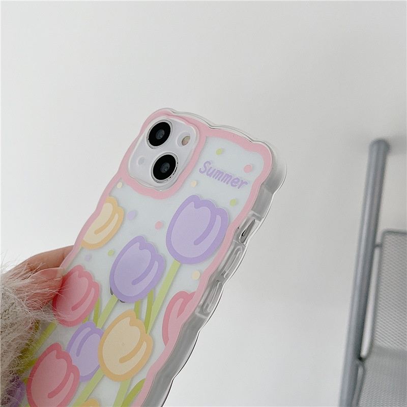 Ốp lưng IPhone trong lượn sóng hoa Tulip 6/6s/6plus/6splus/7/7plus/8/8plus/xs/11/12/13/14/pro/max/plus/promax TLS11