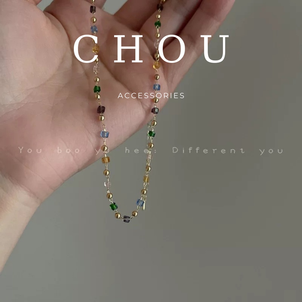 Dây Chuyền, Vòng Cổ Đính Hạt Nhiều Màu | CHOU ACCESSORIES |