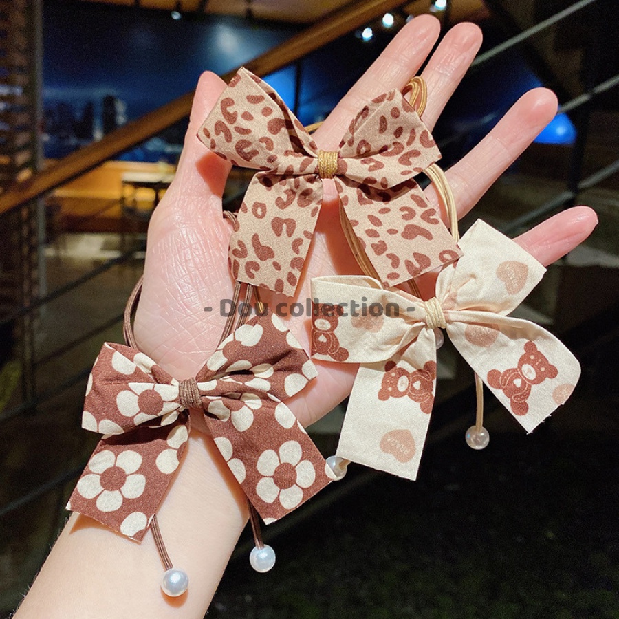 [Nowship2h] Cột Tóc Đính Phối Hạt Họa Tiết Vintage Phong Cách Hàn Quốc - Mã DT007
