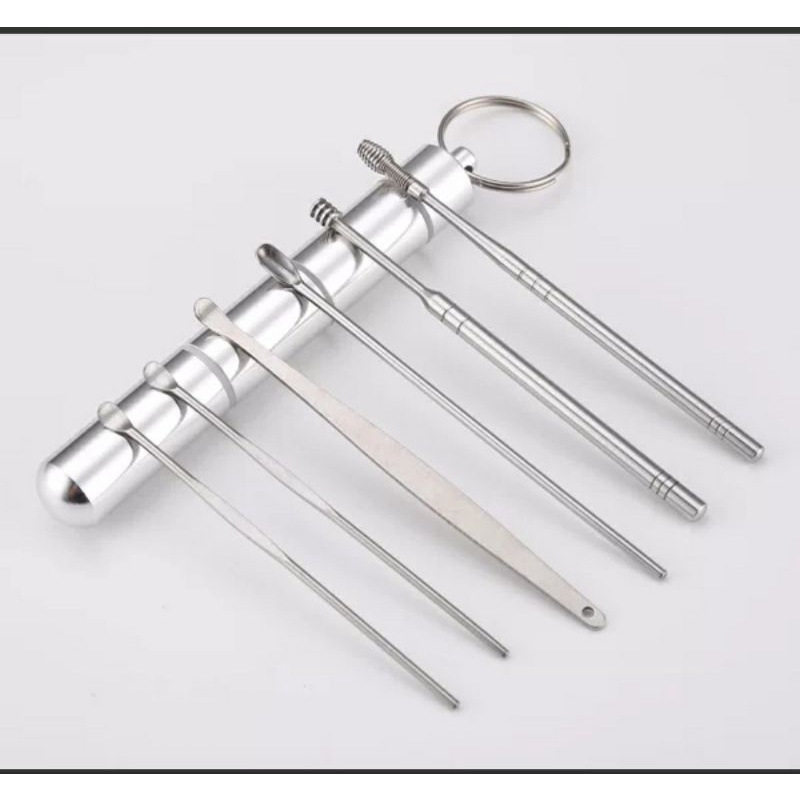 Bộ dụng cụ vệ sinh tai ngoáy tai đồ lấy ráy tai 6 món Cao Cấp bằng thép không gỉ