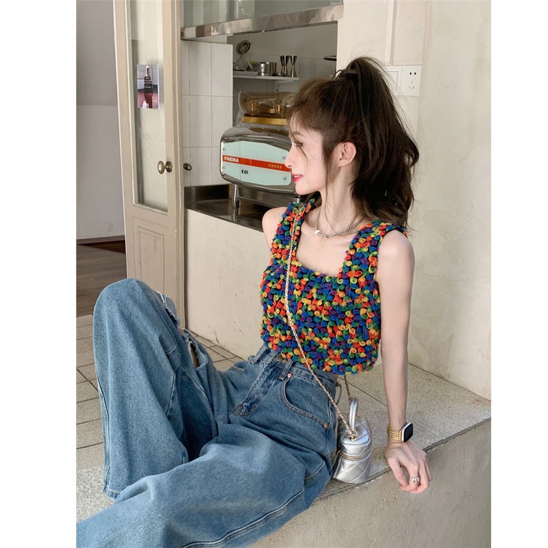 Áo Hai Dây Cổ Vuông Dáng Ôm Nhiều Màu Sắc Phong Cách Pháp Thời Trang Mùa Hè Cho Nữ