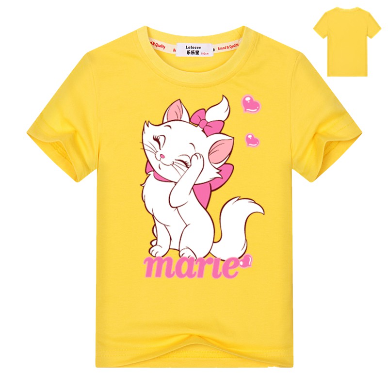 Áo thun in hình mèo Kitty tay ngắn vải cotton 100% thời trang mùa hè dành cho bé gái