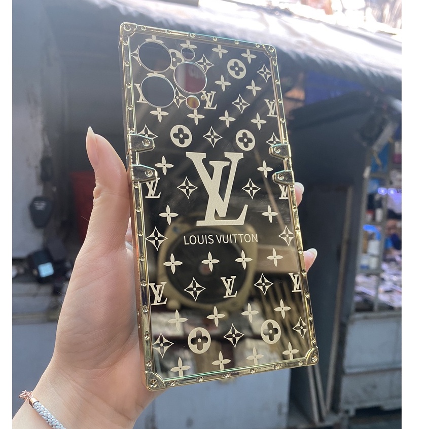 SIÊU ĐẸP Ốp điện thoại vuông mềm mặt gương in logo LV thời trang cho Iphone X XS 11 12 13 14 PLUS PRO / MAX 7 8 Plus