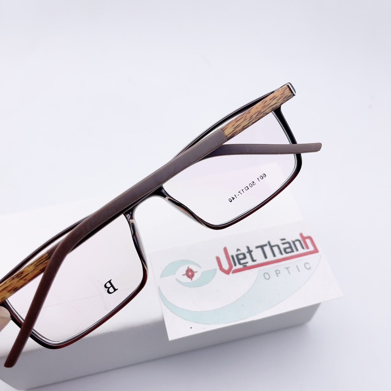 gọng kính vuông nhựa giả gỗ có lò xo nhận làm cận viễn loạn theo yêu cầu