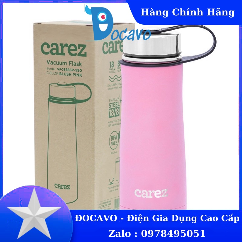 Bình giữ nhiệt thể thao CAREZ 590ML VFC688SP-590 - màu hồng Đocavo