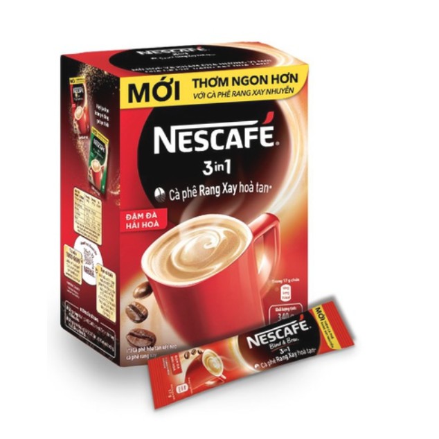 Hộp 20 gói x 17g NESCAFE  đỏ 3in1 Rang xay Đậm Đà Hài Hòa