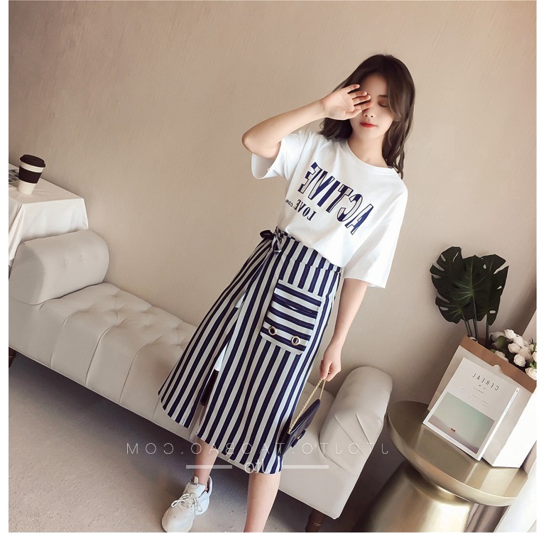 Set chân váy và áo thun tay ngắn thời trang quyến rũ cho nữ