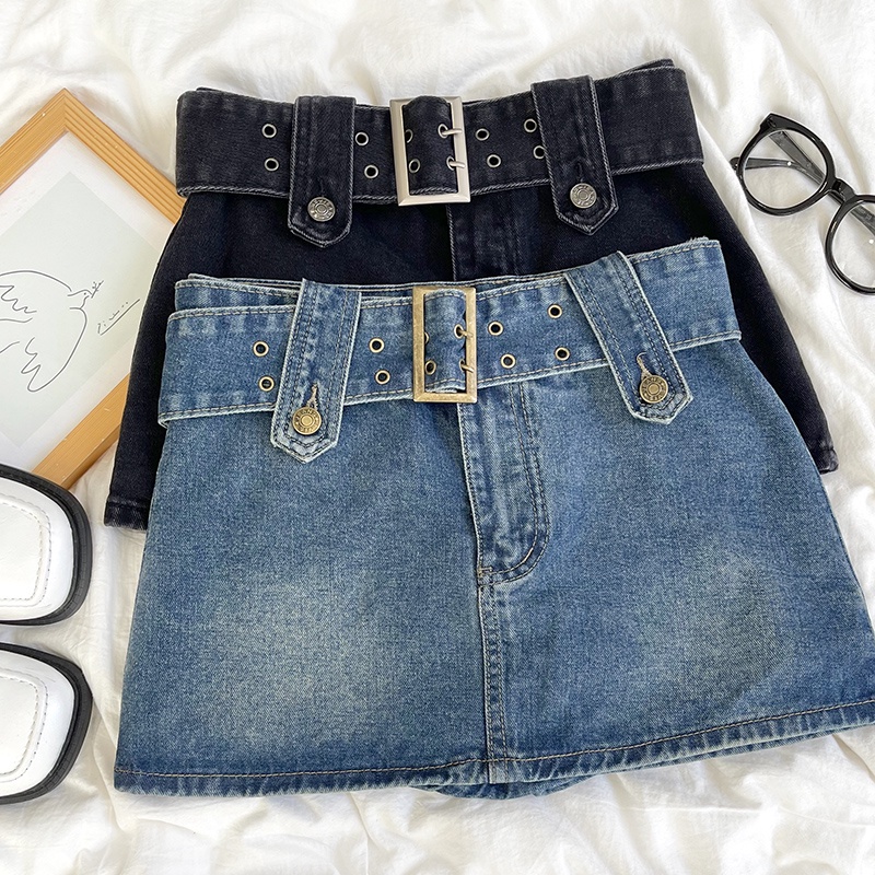 Quần Culottes Denim Ngắn Kiểu Mới 50437 Có Thắt Lưng