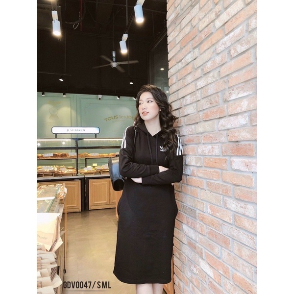 Váy suông đen DSA hoodie cho nữ vnxk