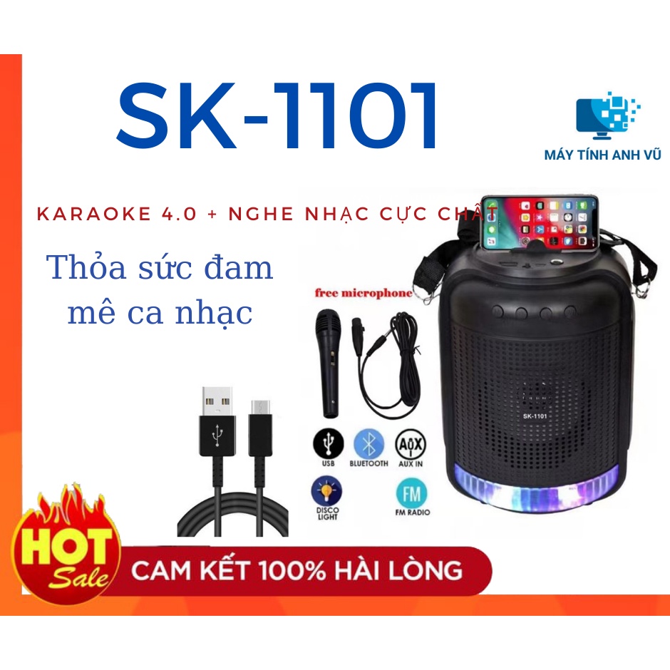 LLoa Karaoke Bluetooth SK-1101 Loa Chắc Chắn, Thiết Kế Có Tay Cầm Tiện Lợi Cầm Đi Lại Hoặc Đi Chơi Xa