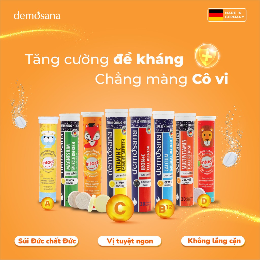 Viên Sủi Demosana Bổ Sung Chất- Nhập khẩu Đức Tuýp 20 Viên