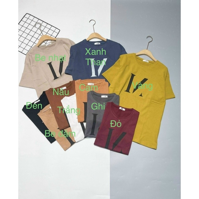 Áo phông nam nữ chữ gạch chất tuyết nhung B110