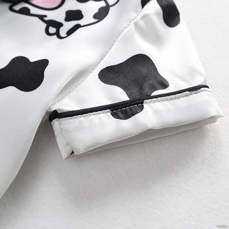 Bộ đồ ngủ ngắn tay in hình bò sữa dễ thương dành cho trẻ em