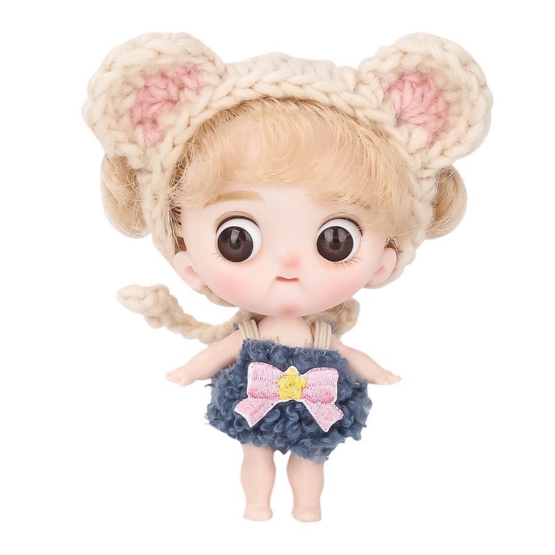 Búp bê dễ thương 11cm ob11 BJD mắt 3D kích thước 1/12 xinh xắn đồ chơi cho bé gái bao gồm hộp đựng