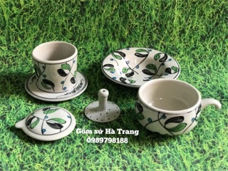 Phin pha cafe gốm sứ Bát Tràng vẽ hoa olive