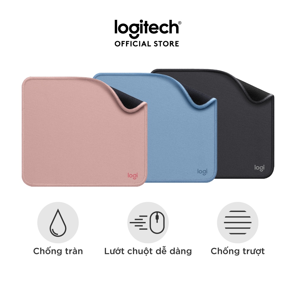 Bàn di chuột Logitech Mousepad Studio Series - Đế cao su chống trượt lướt dễ dàng, bề mặt chống đổ tràn, bền bỉ, nhỏ gọn