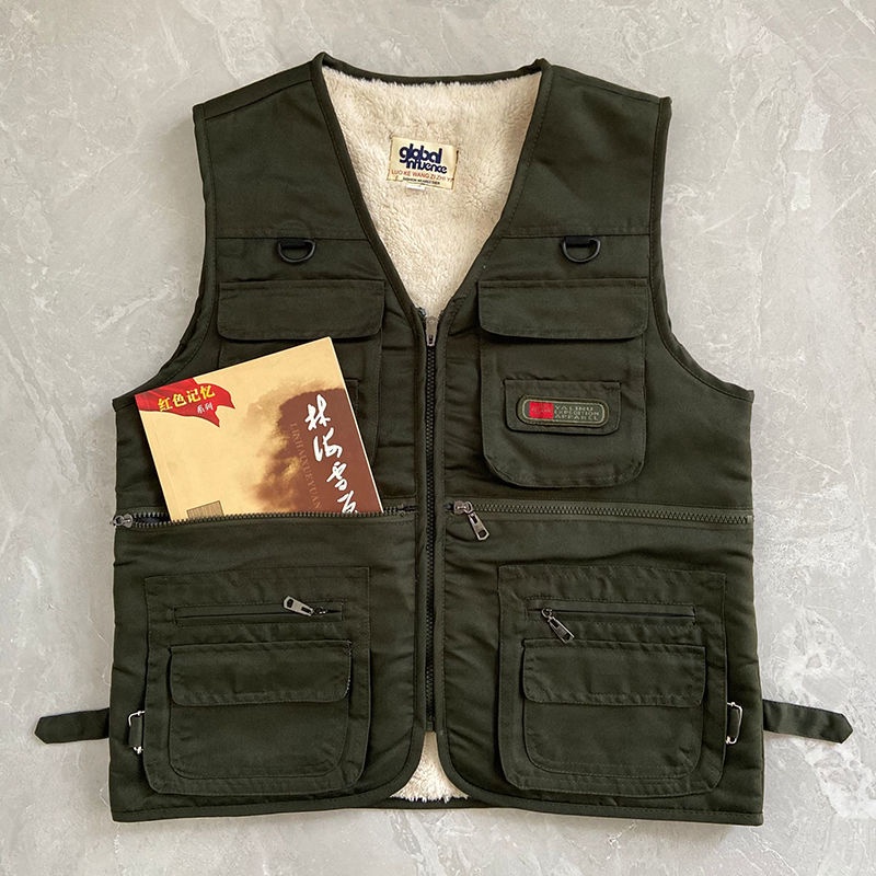 Áo khoác ghi lê bằng cotton lót nhung thời trang mùa đông cho nam