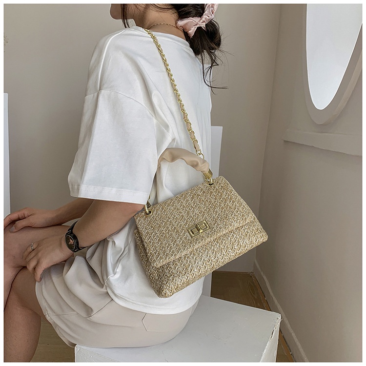 Túi ví Poly Pleat quai da xếp ly - khóa xoay - phong cách hàn quốc