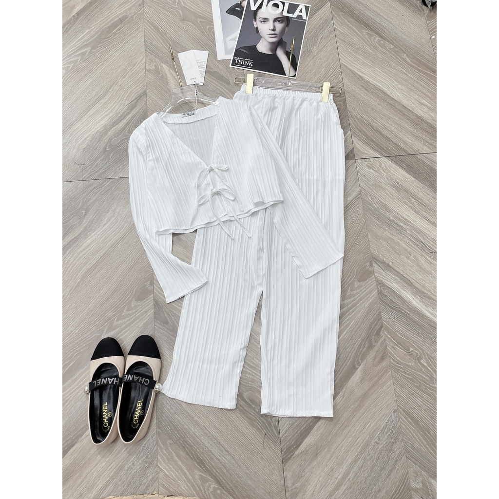 Set áo croptop thắt dây